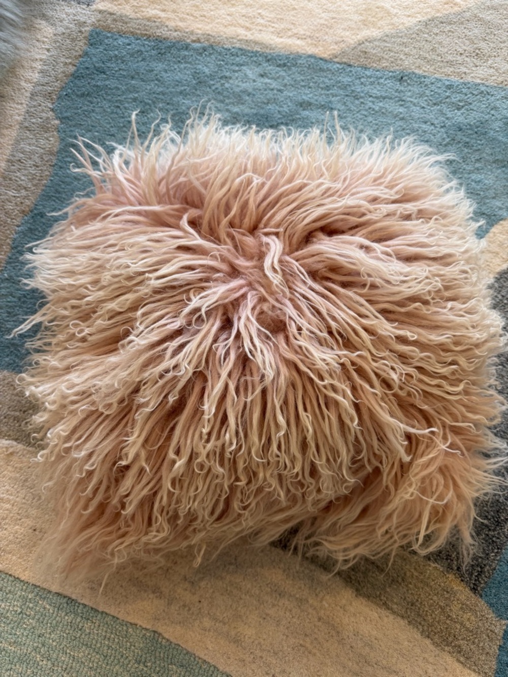 West Elm Pink Dyed Mongolian Lamb Fur Throw
Pillow 16x16